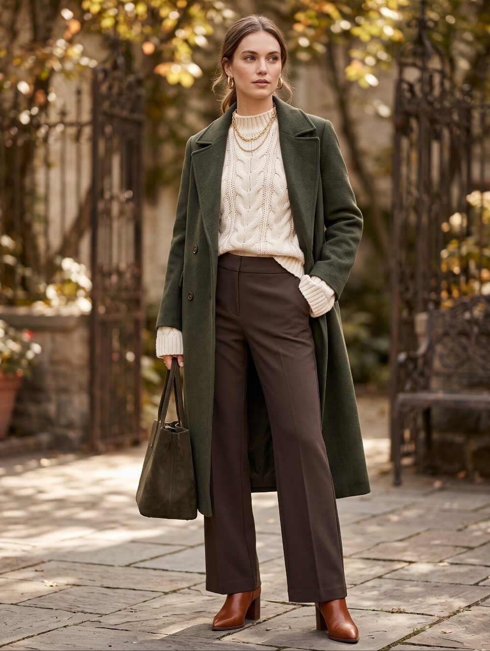 Vintage Espresso Brown Trousers Quiet Luxury Wide Leg Pants Dark Academia Tailor